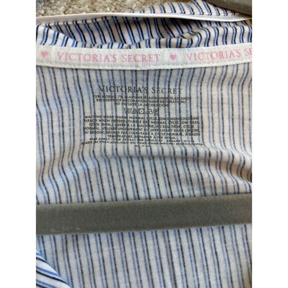 Victoria Secret Modal Soft Easy Fit Shorts Pajama Set M Blue Variegated Stripe - Picture 2 of 4
